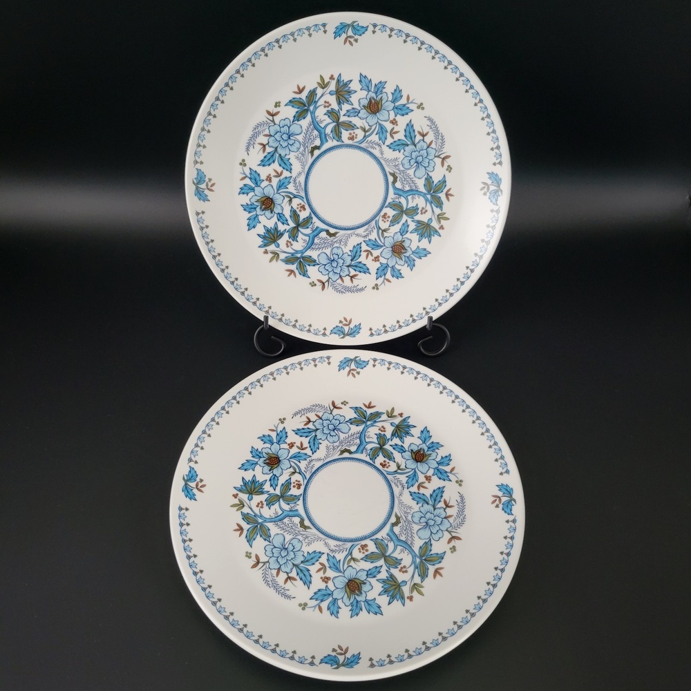 VTG Noritake Progression Blue Moon 9022 Floral 8 3/8"‎ Salad Plate Set Of 2